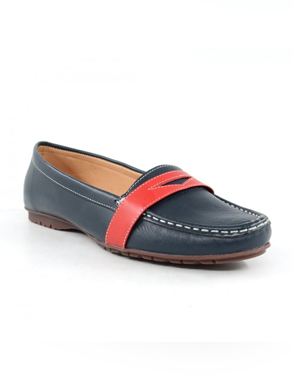 Sebago Women's Meriden Penny Loafer Navy Red Leather Us Size 11 Classic